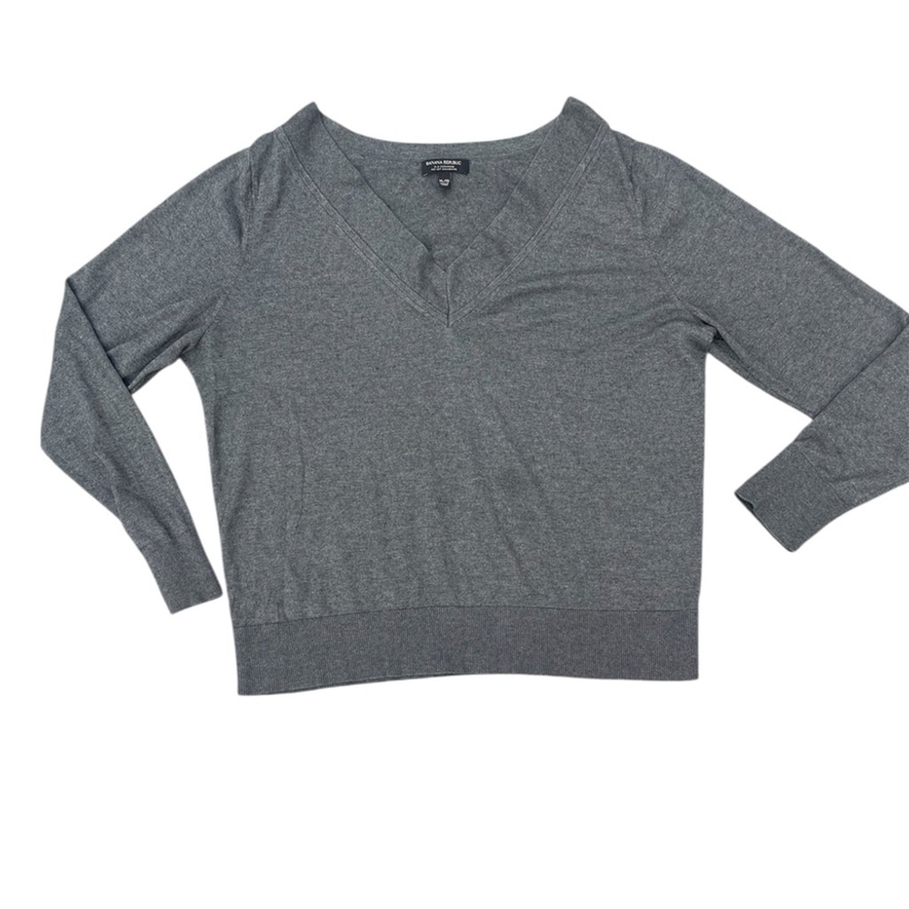 banana republic silk cashmere blend Gray V-Neck Sweater